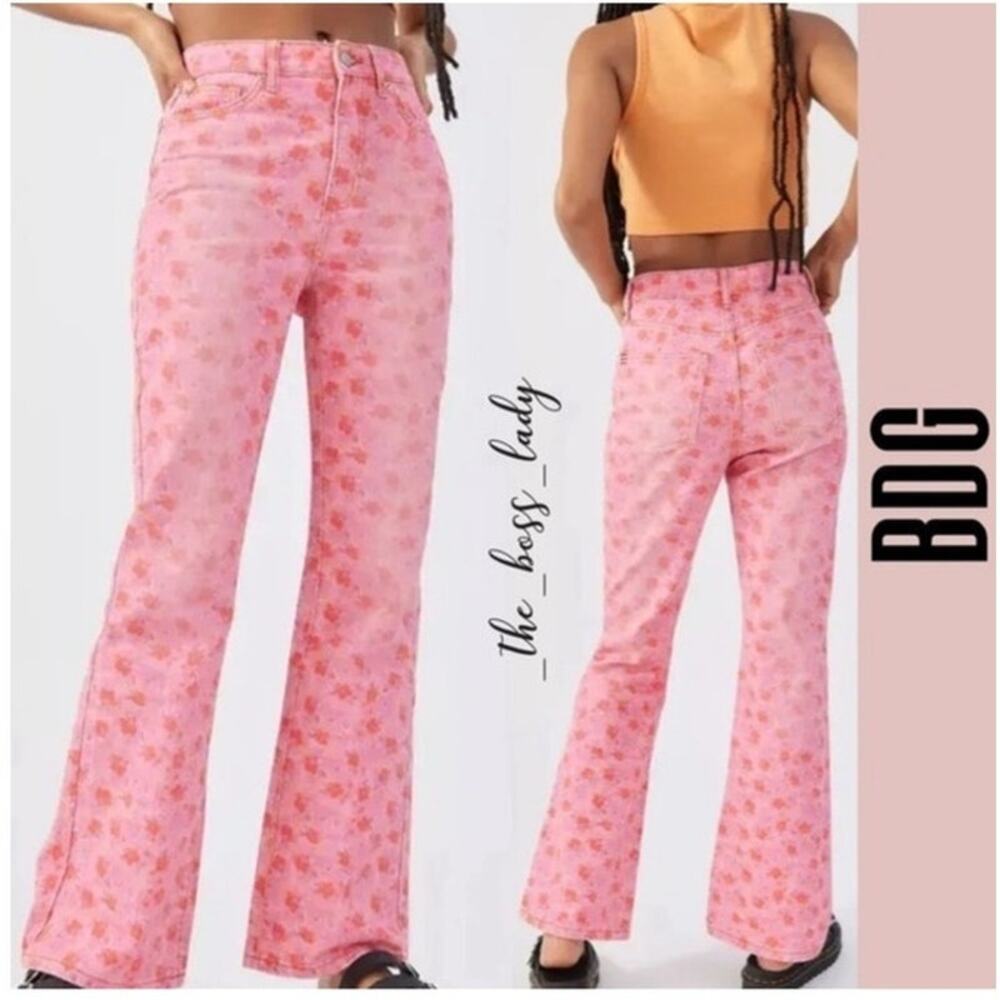 BDG High Rise Flare Floral Jeans 25